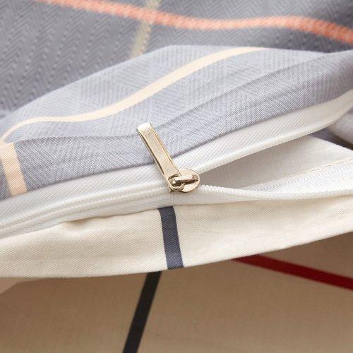 格纹系列40支纱全棉四件套 简约被套床单4件套1.5m 1.8m床-美康(灰) 商品图3