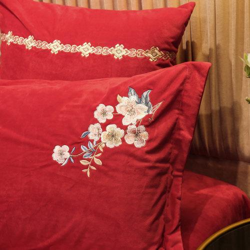 宝宝绒中式刺绣秋冬保暖四件套 被套床单4件套-闻落花 商品图12