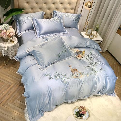 My Side 2020春夏新品60支纱刺绣工艺四件套 仿真丝面料床上用品4件套-童话森林 商品图6