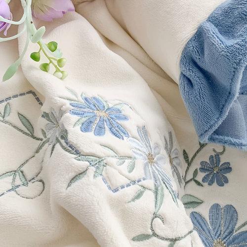 秋冬牛奶绒绣花保暖四件套 加厚保暖绒被套床单4件套-冬季恋歌 商品图9