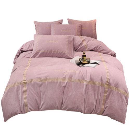 刺绣工艺宝宝绒秋冬保暖四件套 被套床单1.5/1.8米床-可可西里 商品图8