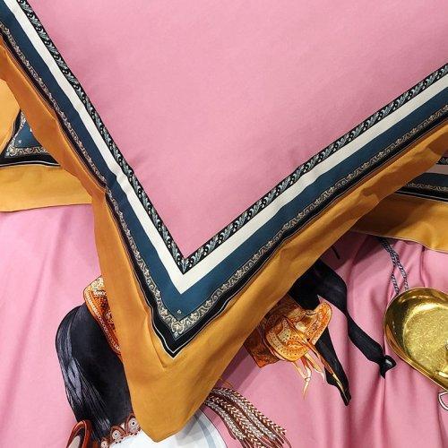 春季新品贡缎柔软面料100支纱数码印花全棉四件套 被套床单4件套1.8\1.5米床-马到成功(粉) 商品图2