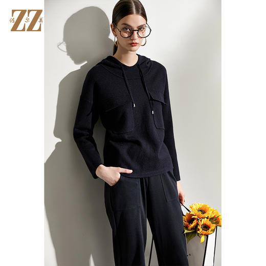 佐尔美2021冬季新款 连帽运动休闲活力羊毛衫女E94MS12 商品图3