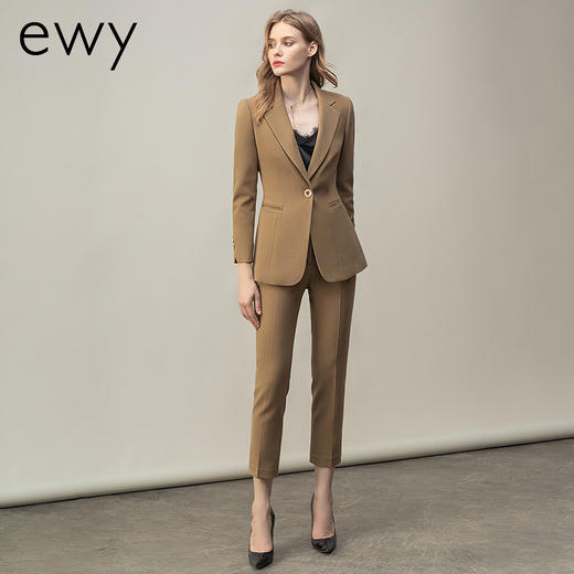 高端卡其色西装女早秋时尚长袖职业西服套装时尚气质经理工作服 商品图4