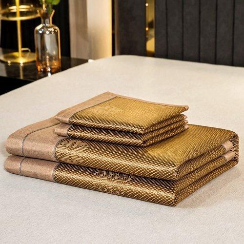 夏凉提花刺绣冰丝藤席三件套 可折叠软凉席 夏天床席 1.5m 1.8米床适用 商品图0