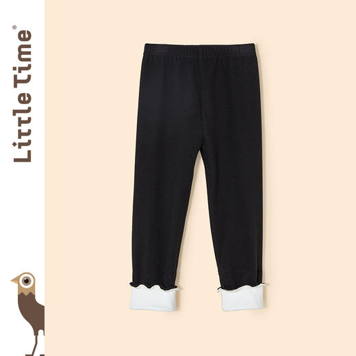 littletime女童打底裤秋冬款拼色磨毛加厚保暖2022新款外穿儿童裤 商品图2