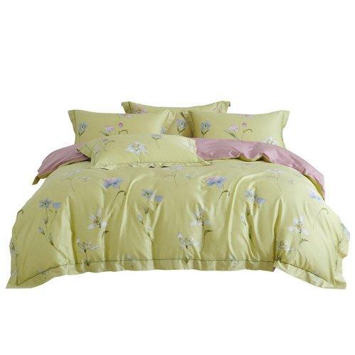 锦绣缎全棉60支纱四件套 活性印染工艺 柔软贴身面料被套床单4件套-随风摇曳 商品图4