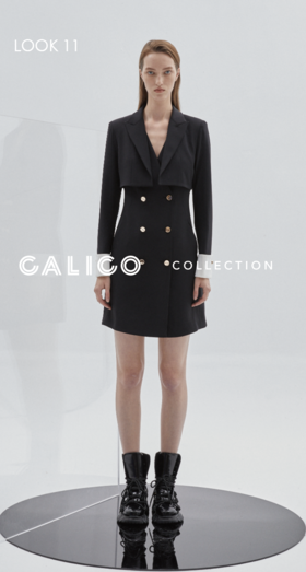 立体金属双排扣连衣裙