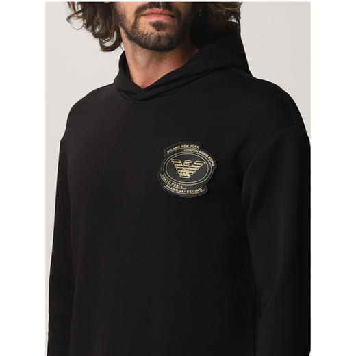 EMPORIO ARMANI 阿玛尼 连帽 男士卫衣 黑色 6K1M72 1JHSZ 0999 商品图2