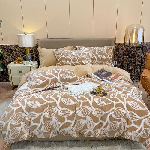 秋冬印花牛奶绒保暖四件套 加厚防静电工艺处理 保暖绒被套床单 商品图7