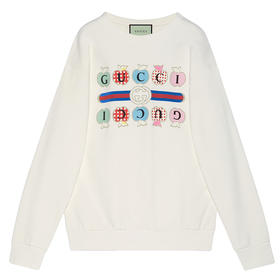 GUCCI/古驰 21年秋冬新款 女士白色心苹果图案棉质卫衣617964XJDOK9095