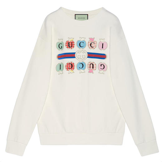 GUCCI/古驰 21年秋冬新款 女士白色心苹果图案棉质卫衣617964XJDOK9095 商品图0