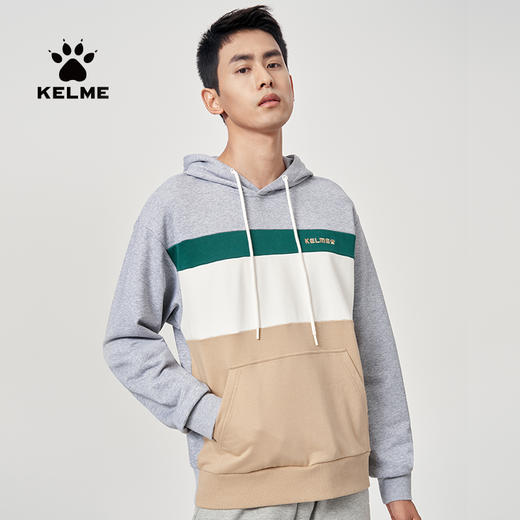 KELME卡尔美纯棉连帽卫衣男秋季新款复古撞色拼接套头上衣薄 商品图3