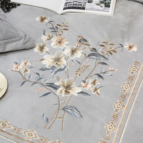 宝宝绒中式刺绣秋冬保暖四件套 被套床单4件套-闻落花 商品图8