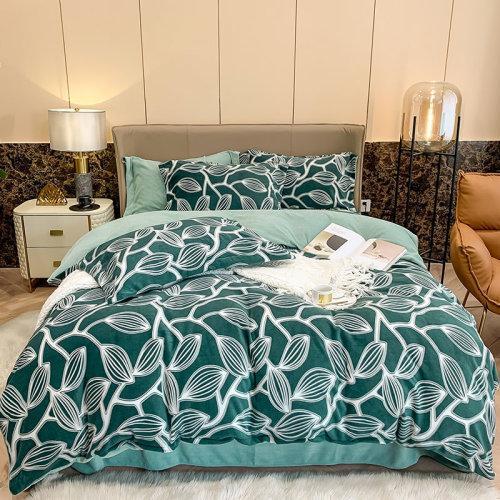 秋冬印花牛奶绒保暖四件套 加厚防静电工艺处理 保暖绒被套床单 商品图6