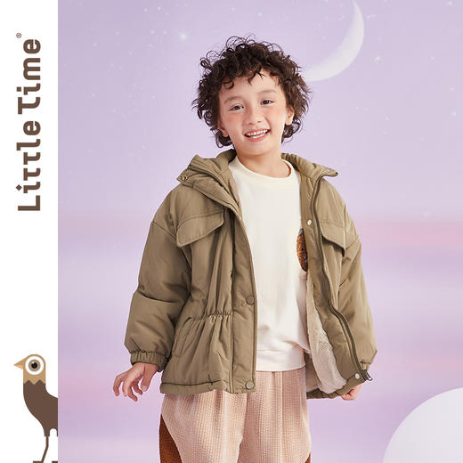 littletime男童棉服秋冬装加绒加厚保暖2021新款儿童外套飞行服 商品图0