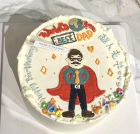 手绘爸爸生日快乐奶油戚风蛋糕