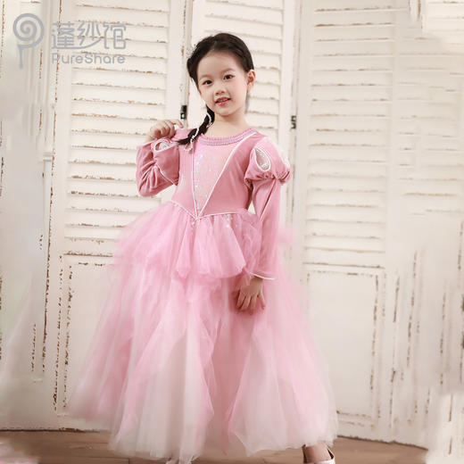 【非质量问题不退换】pureshare 公主裙女童超仙冬季礼服裙2021新款秋加绒蜜桃美人鱼连衣裙 商品图4