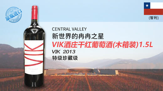 智利-VIK酒庄干红葡萄酒2013年（木箱装）1.5L. 商品图0