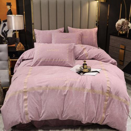 刺绣工艺宝宝绒秋冬保暖四件套 被套床单1.5/1.8米床-可可西里 商品图5