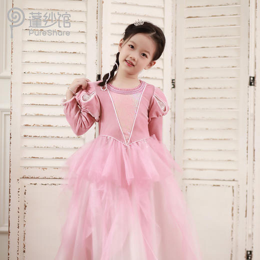 【非质量问题不退换】pureshare 公主裙女童超仙冬季礼服裙2021新款秋加绒蜜桃美人鱼连衣裙 商品图5