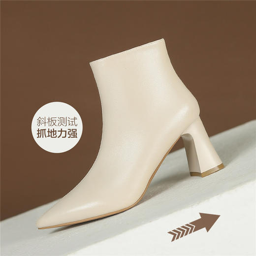 ZHR短靴女2021新款尖头切尔西靴粗跟百搭靴子加绒女靴气质高跟靴 商品图6