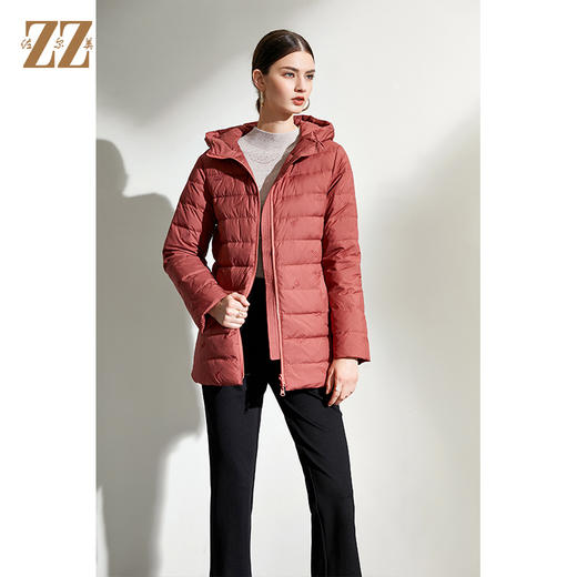 佐尔美2021冬季新品 经典绣花羽绒服外套女E04YY19 商品图3