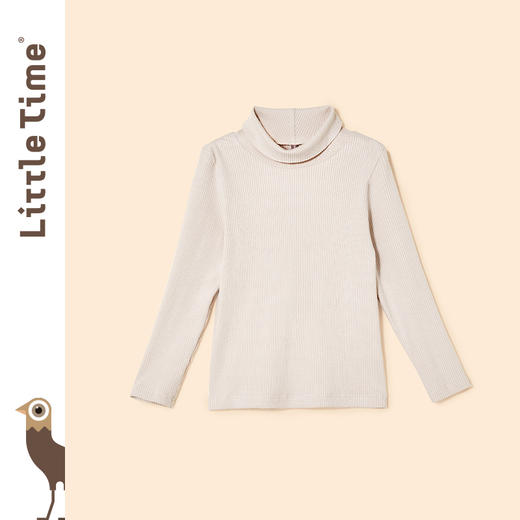 littletime女童打底衫秋冬款半高领百搭2021新款儿童加厚保暖T恤 商品图4