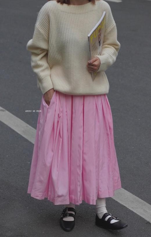 ECOLE DE CURIOSITES 3色可选真丝欧根纱褶皱半身裙(Made in France) 商品图5