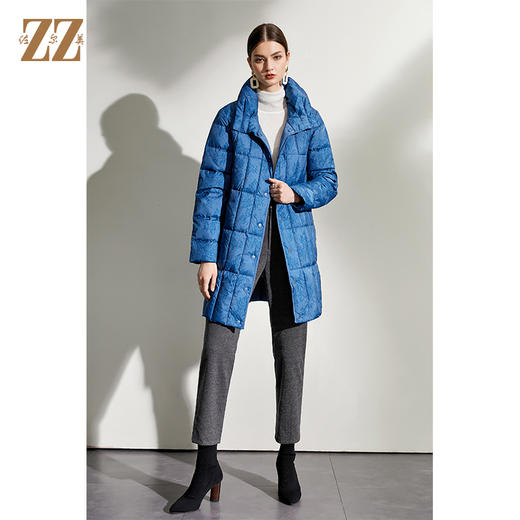 佐尔美2021冬季新品 经典印花羽绒服外套女E04YY26 商品图0