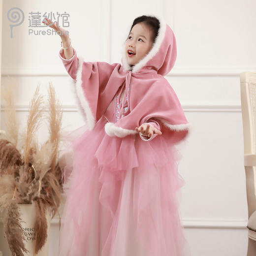 【非质量问题不退换】pureshare 公主裙女童超仙冬季礼服裙2021新款秋加绒蜜桃美人鱼连衣裙 商品图0