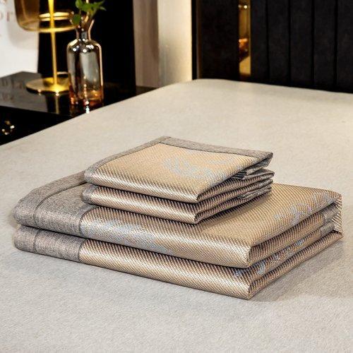 夏凉提花刺绣冰藤席三件套 软席子可折叠 冰丝席藤条编织 夏天凉席 1.8\1.5米床 商品图3