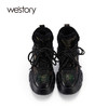 westory2021秋冬新拼接水钻休闲运动鞋绒里未来感重工加厚底女鞋W21DS81421 商品缩略图2