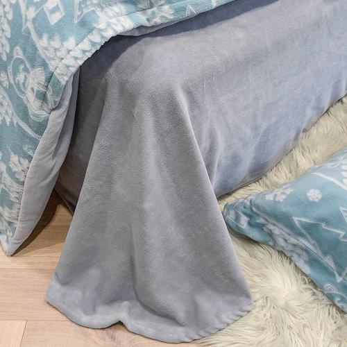 秋冬印花牛奶绒保暖四件套 加厚防静电工艺处理 保暖绒被套床单 商品图3