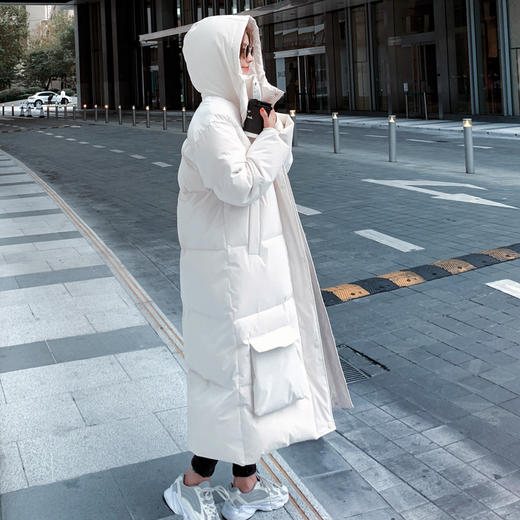 【100%纯棉 靓丽街头】2021新款长款亮皮连帽棉服 商品图6