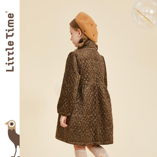 littletime女童丝绒连衣裙秋冬装夹棉加厚2021新款长袖碎花儿童裙 商品图2