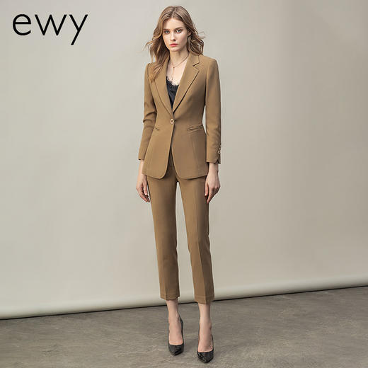 高端卡其色西装女早秋时尚长袖职业西服套装时尚气质经理工作服 商品图0