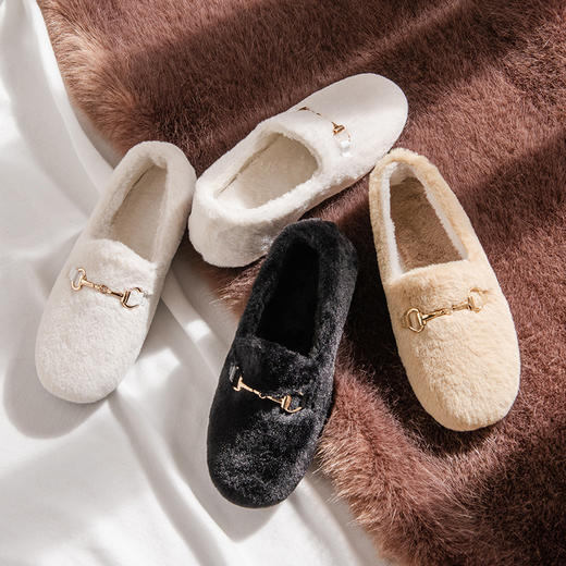 爆款毛毛鞋女冬外穿2021年冬季新款加绒棉鞋孕妇一脚蹬豆豆鞋百搭 商品图2