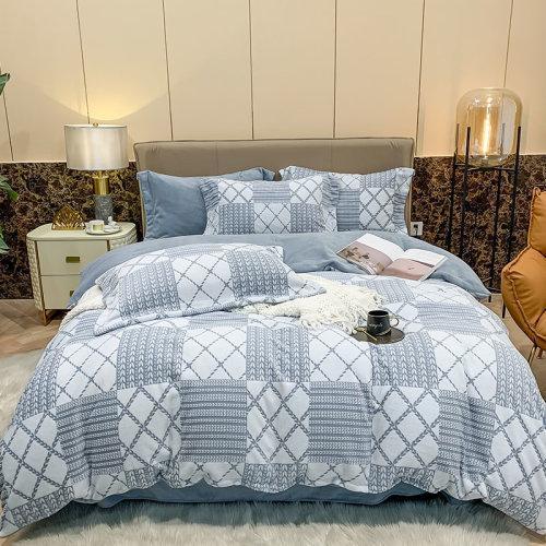 秋冬印花牛奶绒保暖四件套 加厚防静电工艺处理 保暖绒被套床单 商品图13