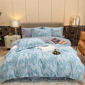 秋冬印花牛奶绒保暖四件套 加厚防静电工艺处理 保暖绒被套床单