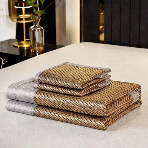 夏凉提花刺绣冰藤席三件套 软席子可折叠 冰丝席藤条编织 夏天凉席 1.8\1.5米床 商品图10