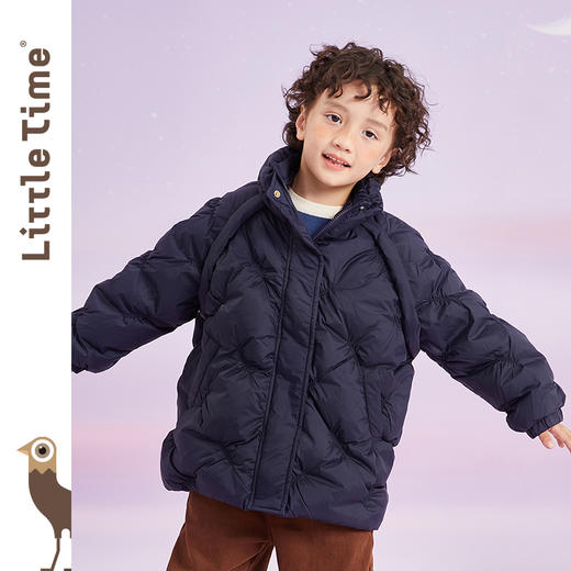 littletime男女童菱格羽绒服秋冬装90白鸭绒保暖2021新款儿童外套 商品图3