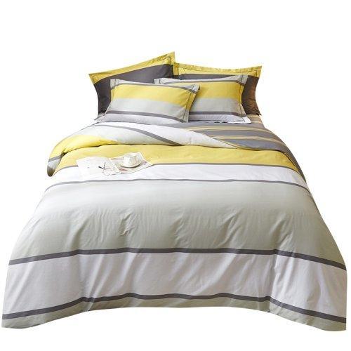 春夏新品条纹系列40支纱全棉四件套 被套床单4件套活性印染工艺-青莲 商品图4