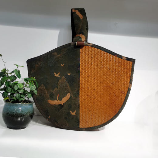 香云纱竹编仙鹤挽包 商品图1