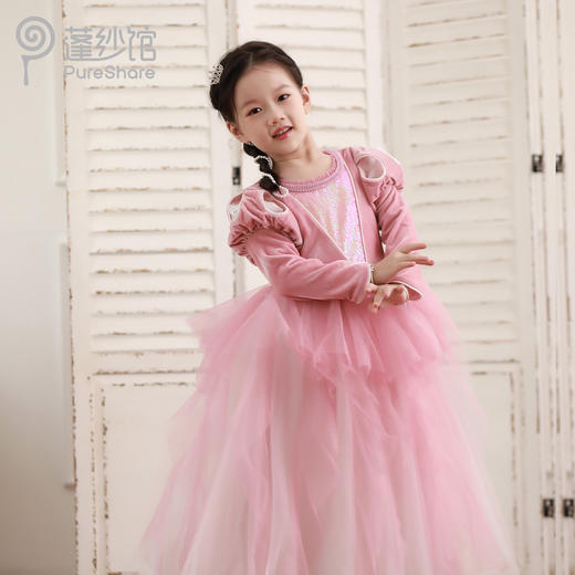 【非质量问题不退换】pureshare 公主裙女童超仙冬季礼服裙2021新款秋加绒蜜桃美人鱼连衣裙 商品图6