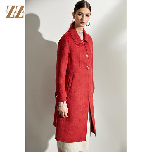 佐尔美2021冬季新款 100%绵羊毛经典时尚双面呢中褛外套女E04SM04 商品图1