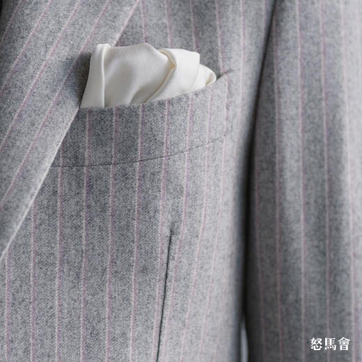 Stylbiella Super 100's 澳洲美丽诺羊毛浅灰色白条纹套装 商品图7