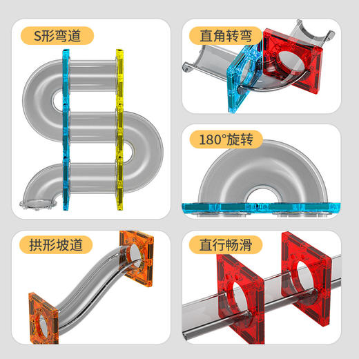 【彩窗轨道 磁力积木】YERL彩窗磁力片滚珠轨道 百搭磁力造型 儿童早教益智积木玩具礼盒 商品图3