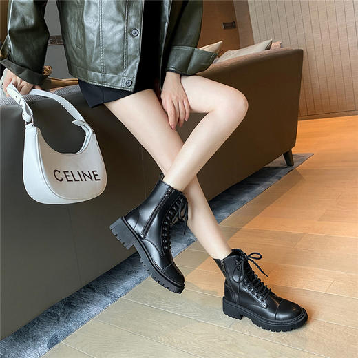 ZHR马丁靴女厚底英伦风单靴百搭短靴瘦瘦靴 商品图7