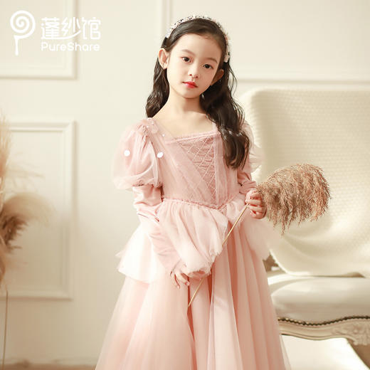pureshare 睡美人公主裙女童走秀礼服2021年秋季高定生日钢琴演出服落樱公主 商品图0